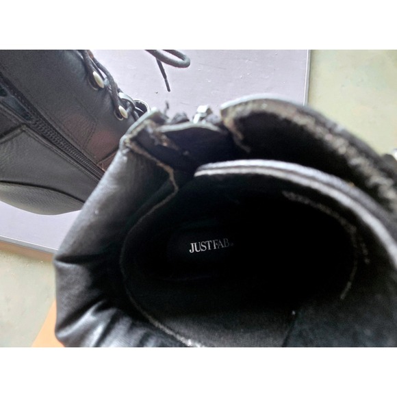JUSTFAB Black Lace Up Side Zip High Heel Platform Ankle Boots Women US 9.5 - Picture 5 of 7